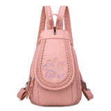 Embroidered Double Shoulder Backpack