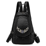 Embroidered Double Shoulder Backpack