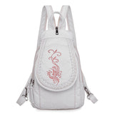 Embroidered Double Shoulder Backpack