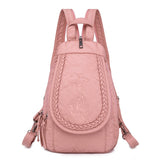 Embroidered Double Shoulder Backpack