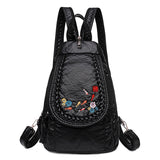 Embroidered Double Shoulder Backpack