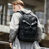 3D Skull Leather Backpack