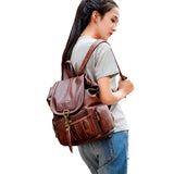 Lucy Moon Classic Brown Leather Backpack