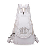 Embroidered Double Shoulder Backpack