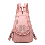 Embroidered Double Shoulder Backpack