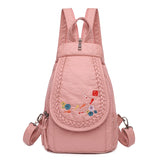 Embroidered Double Shoulder Backpack