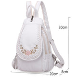 Embroidered Double Shoulder Backpack