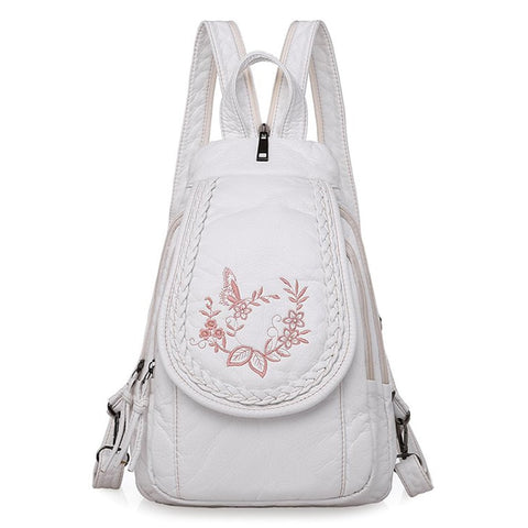 Embroidered Double Shoulder Backpack